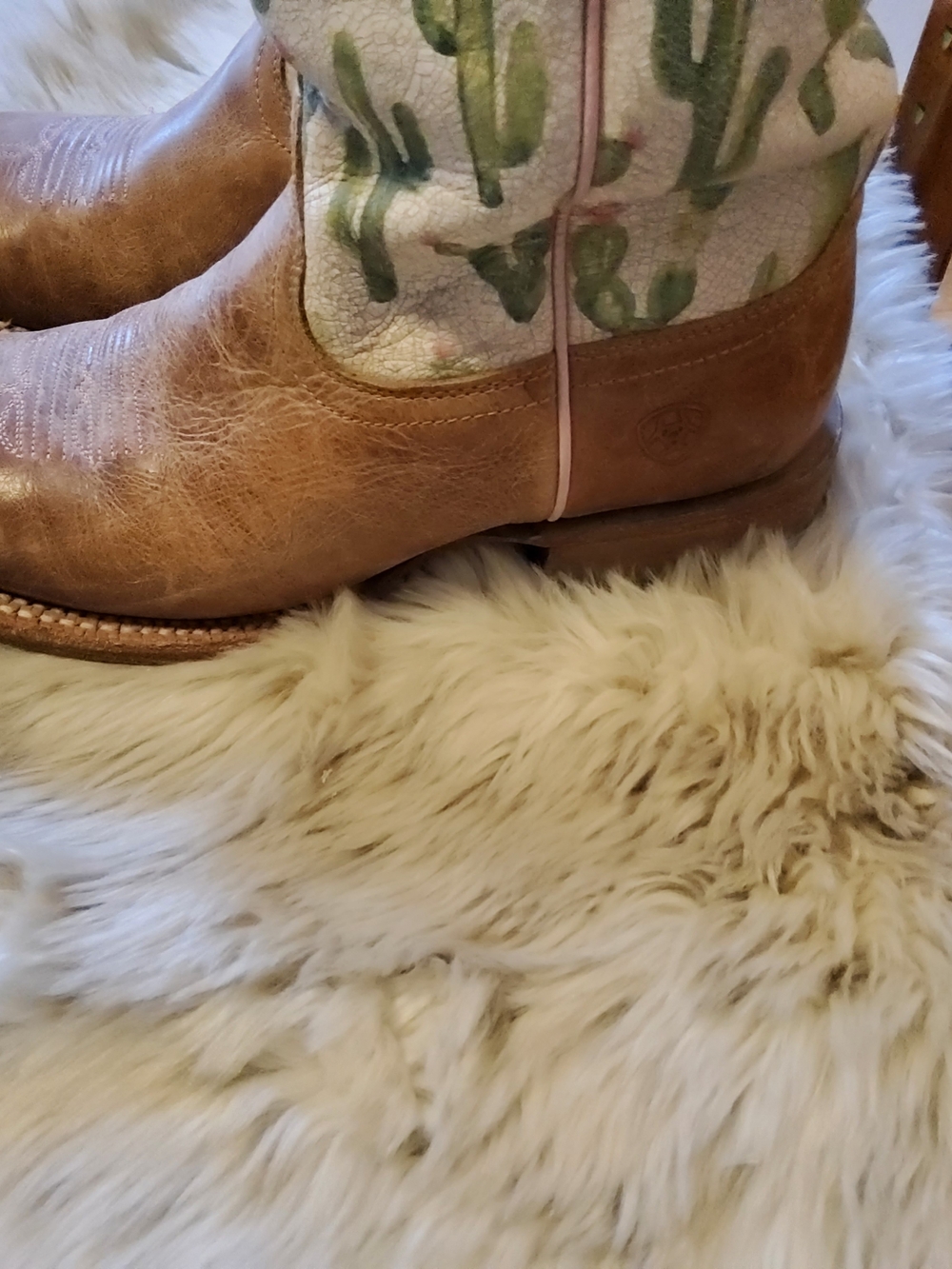 Ariat Brown and Green Cactus Embroidered Cowboy Boots - Picture 8 of 16